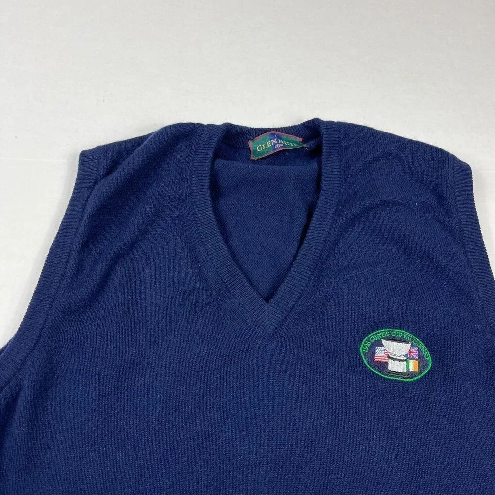 Glenmuir 1891 Mens Lambswool Sweater Vest Blue Vintage Knit 1996 LARGE SCOTLAND - Picture 4 of 10